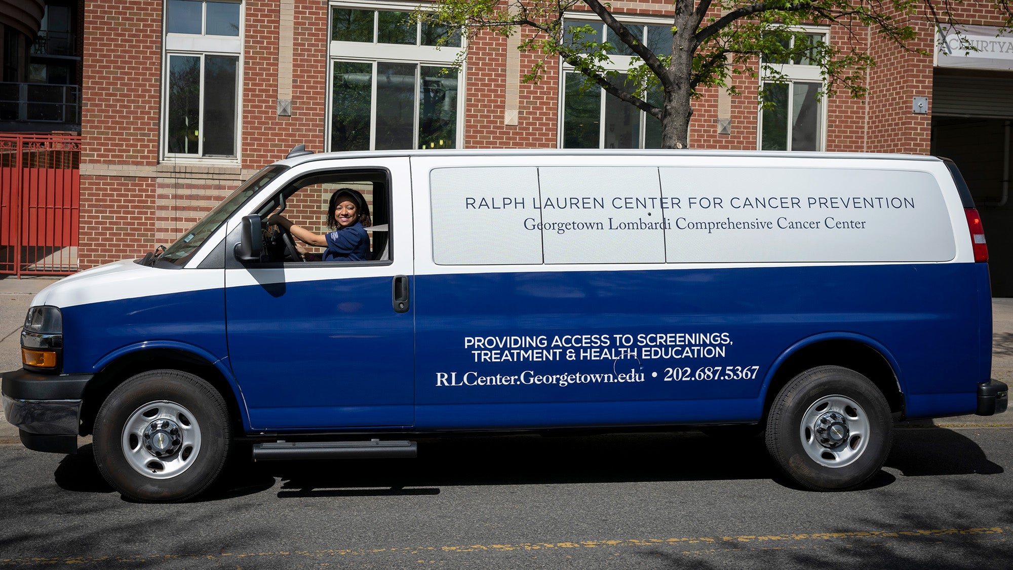 Natalie drives the Ralph Lauren Center van